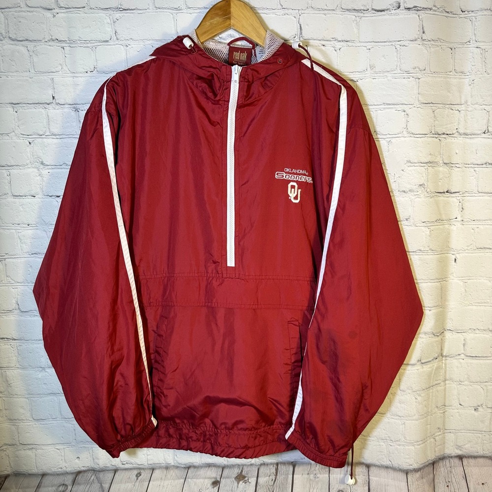 Red Oak Oklahoma Sooners‎ Quarter Zip Windbreaker Jacket Crimson Medium